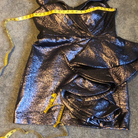 Mac Duggal Off Shoulder Metallic Amethyst Side Ruffle Cocktail Dress Size 14 - Picture 12 of 16